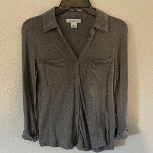Liz Claiborne Gray Button-Down Shirt